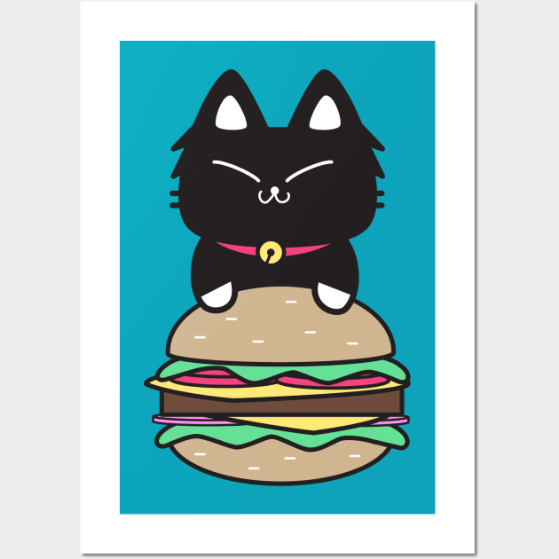 Burger Cat Wall Art by plattercats